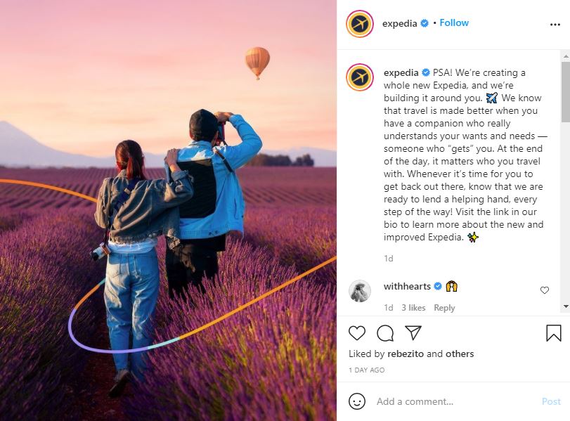 Expedia Instagram campaign 2021