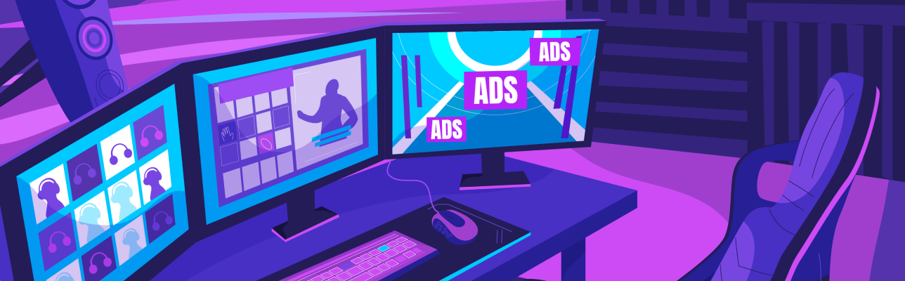 Illustration of computer screens with ads (cover image)