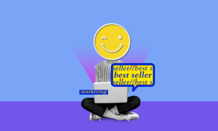 Collage of a person sitting with a laptop and a smiley face (Thumbnail)