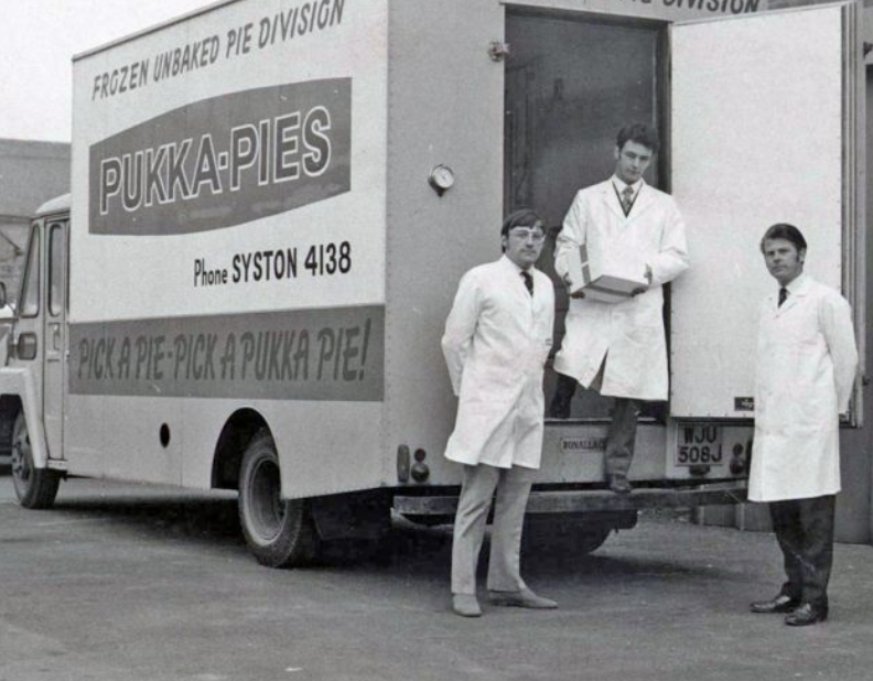 Old photo of Pukka Pie's founders