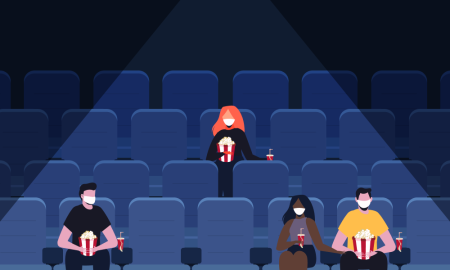 Illustration of people in a cinema with masks on (Thumbnail)