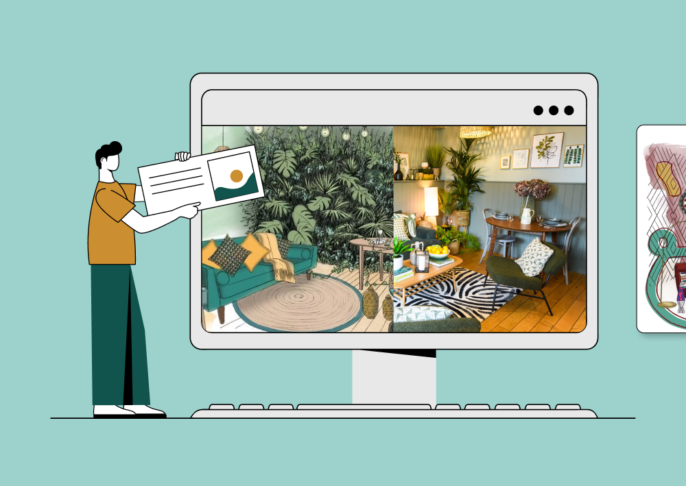 Illustration of a desktop with images (thumbnail)