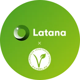 Latana x V-Label logos on green background