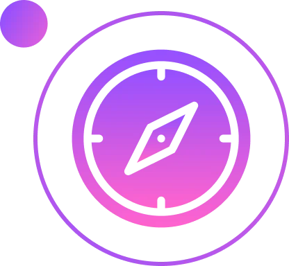 Compass icon inside a circle in purple color