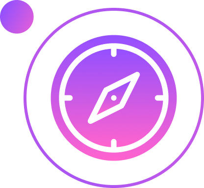 Compass icon inside a circle in purple color