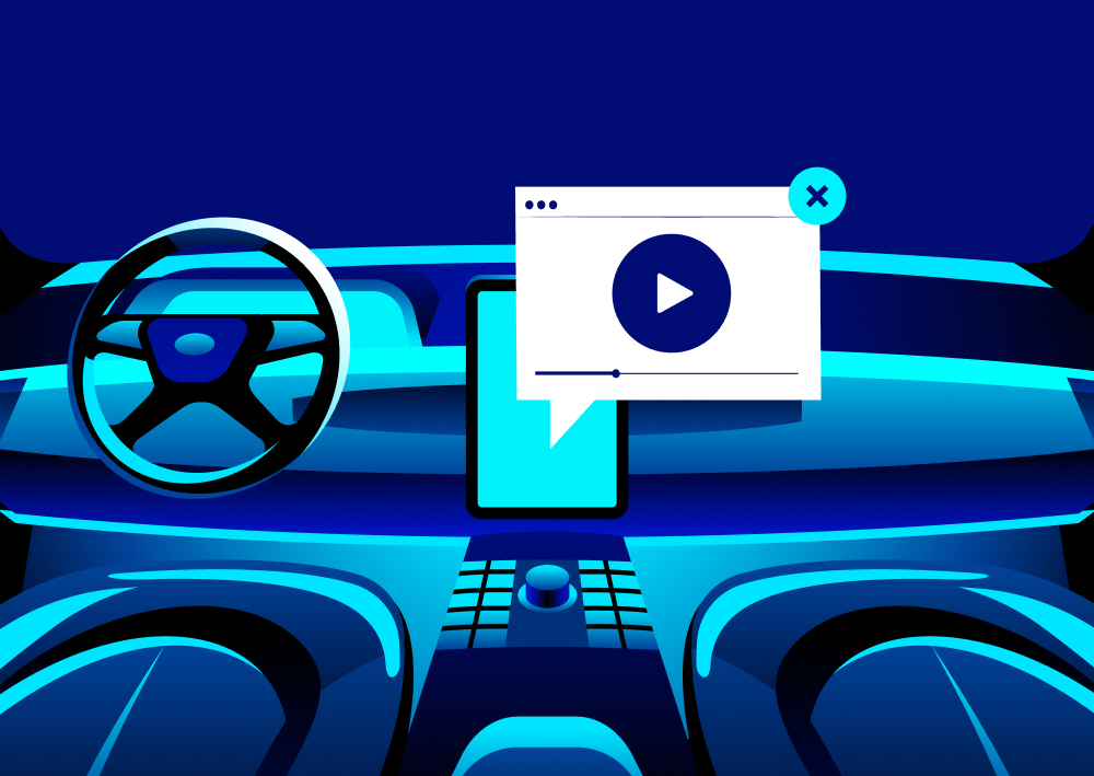 Illustration of a car dashboard interior (Thumbnail)