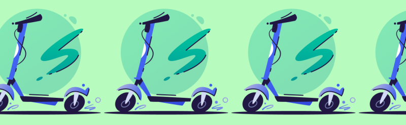 Illustration of scooters on a green background [Article Image]