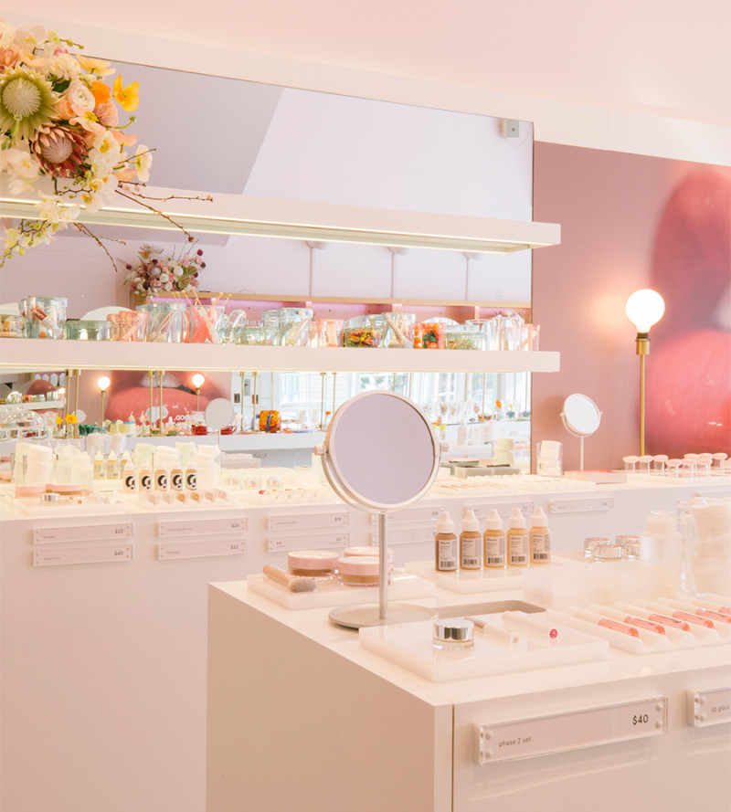 Inside of a Glossier store