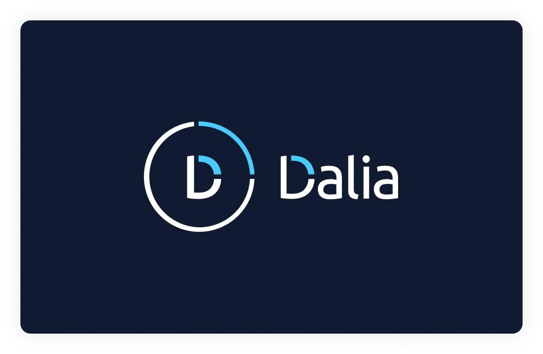 Dalia research logo in dark blue background