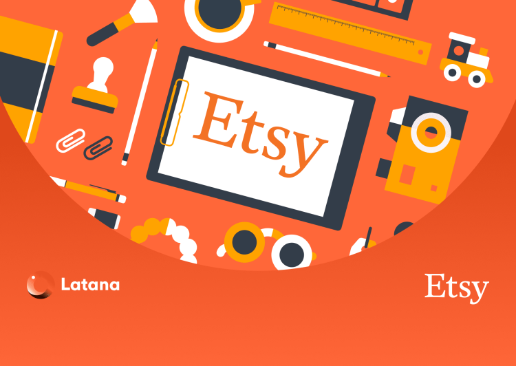 Orange Latana and Etsy logos on orange background