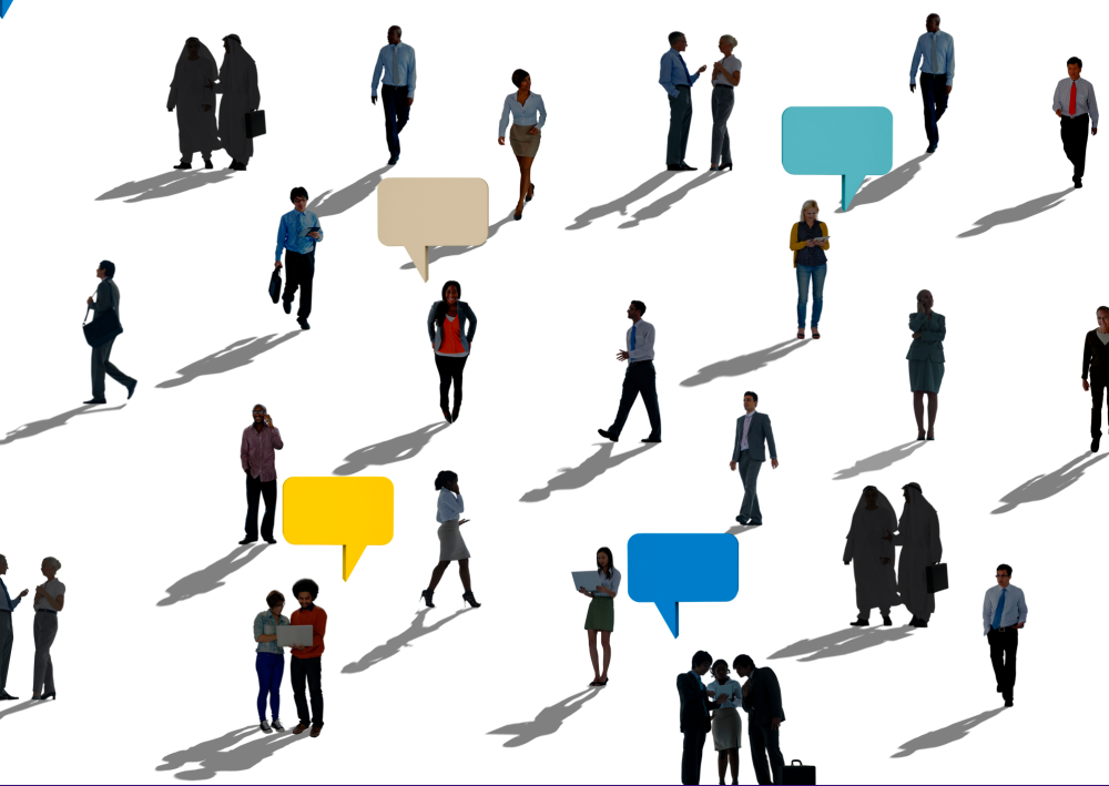 Image of people walking around & talking [Thumbnail]