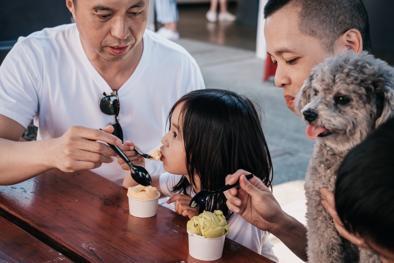 Family eating ice cream