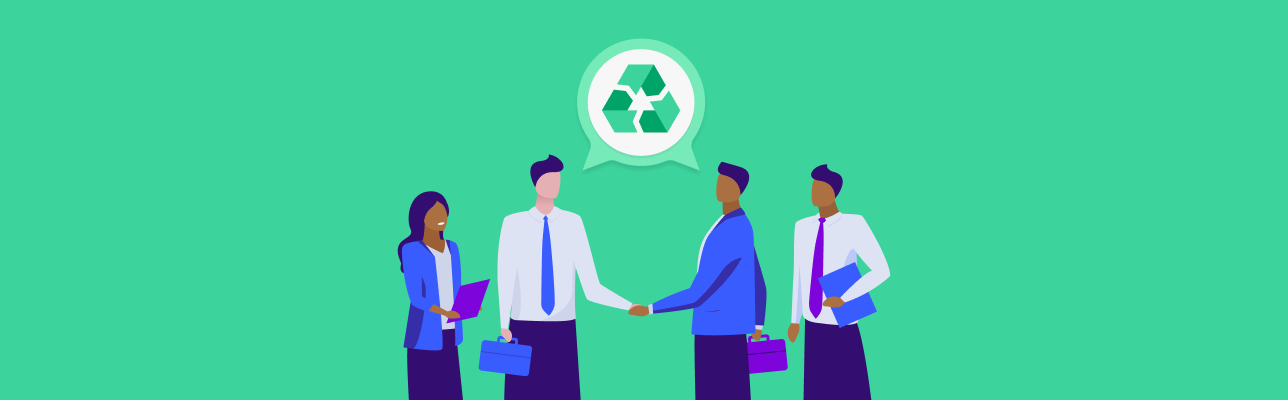  Illustration of four people and a recycling sign (Cover Image)