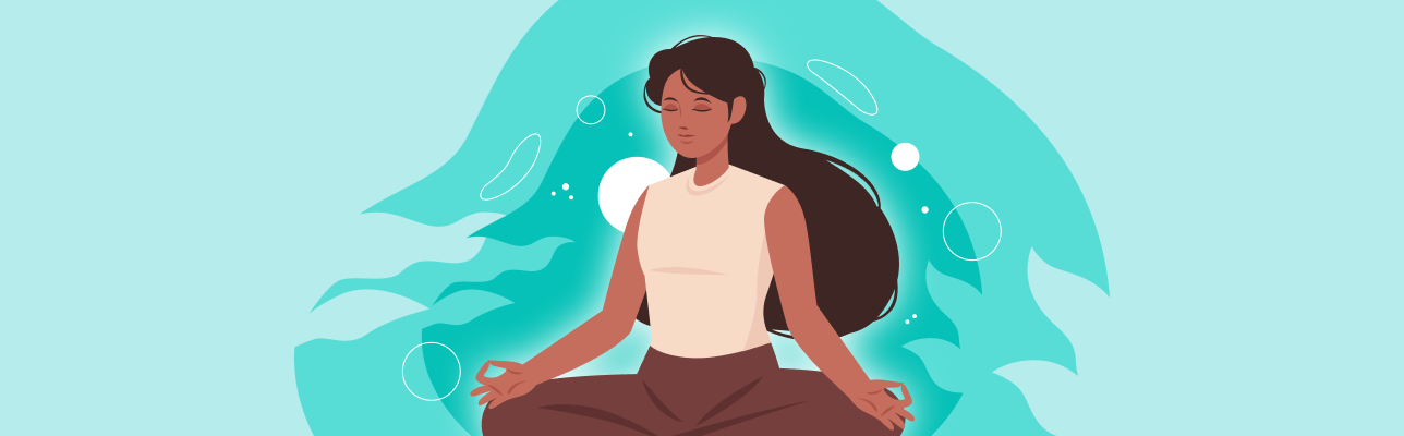 Illustration of a woman mediating [Cover Image]