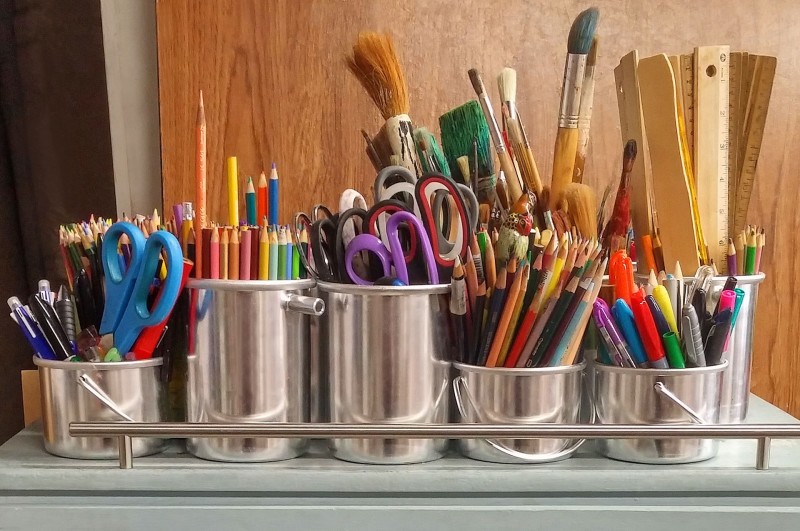 Image of school supplies on a counter (Article Image)