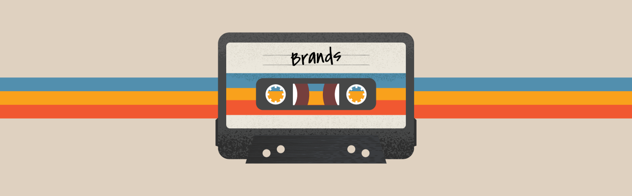 Illustration of a tape with brands written on it (cover image)