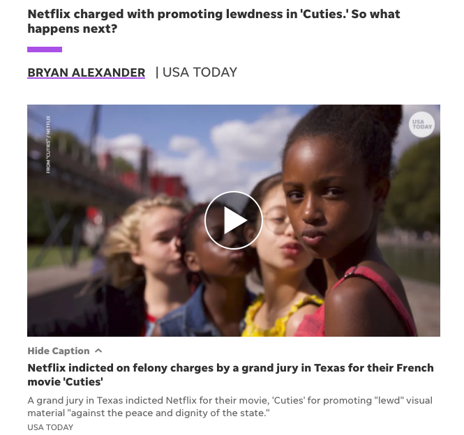 USA Today Article about movie Cuties
