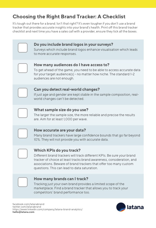 How To Choose The Right Brand Tracker Free Checklist Latana