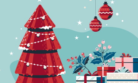 Illustration of a Christmas tree and gifts [Thumbnail]