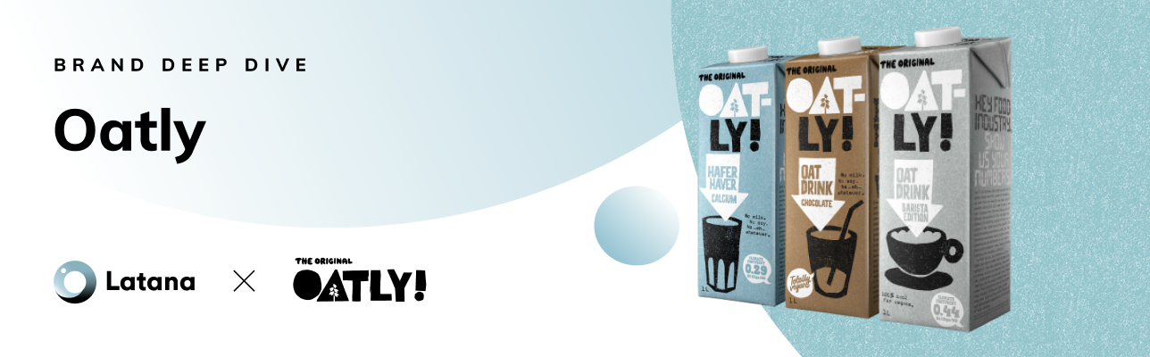 Latana and Oatly logos on a blue background with a picture of 3 Oatly cartons (Cover Image)