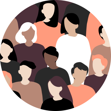 Rounded illustration of a crowd