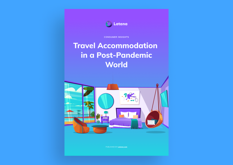 A blue book with title of Travel accommodation in a post-pandemic world on a blue background