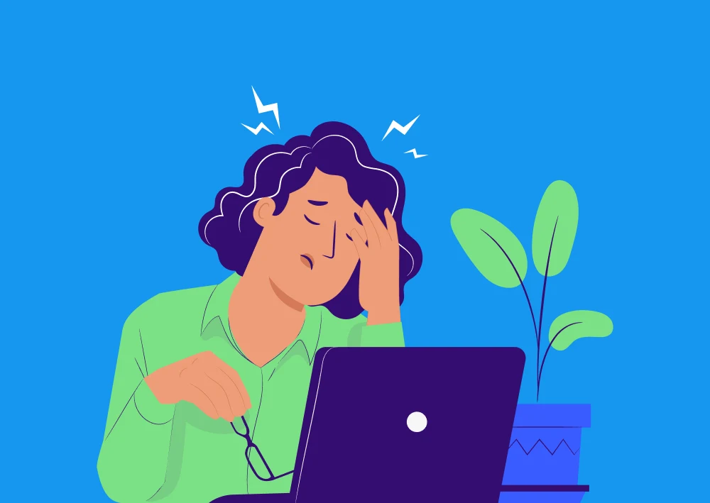 Illustration of a frustrated women in front of a laptop (Thumbnail)