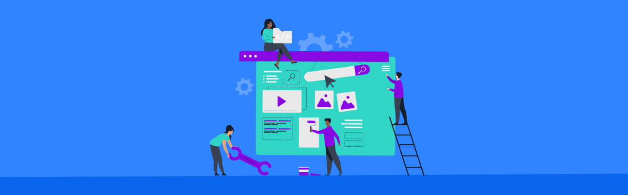 Illustration showing people painting a screen (Cover Image)