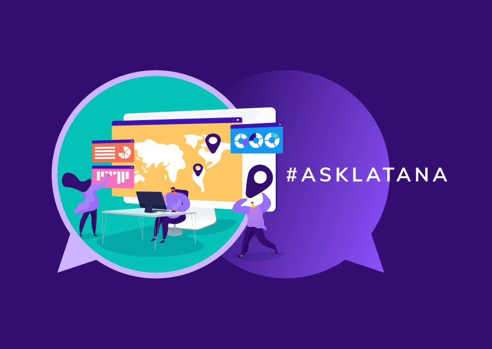 Illustration of a huge screen with #AskLatana (Thumbnail)