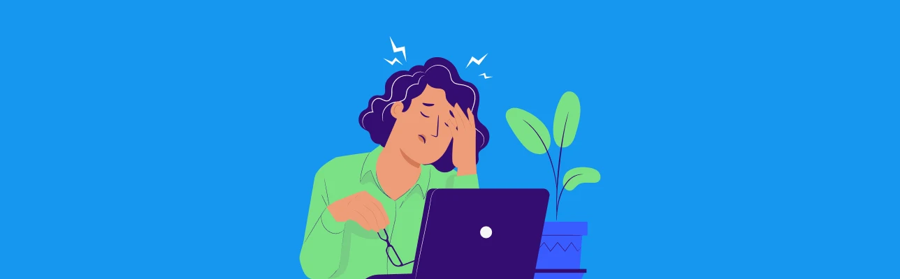 Illustration of a frustrated women in front of a laptop (Cover Image)
