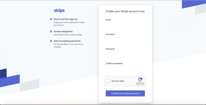 Stripe web design - landing page brand aware