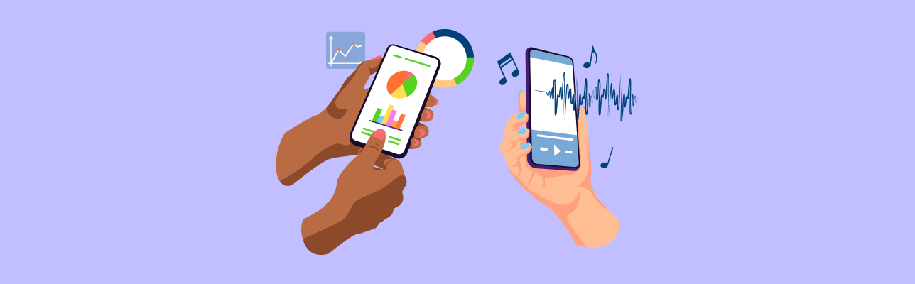 Illustration of two hands with phones (cover image)