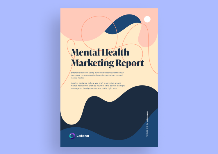 A blue book with title of Mental Health Marketing Report on a blue background