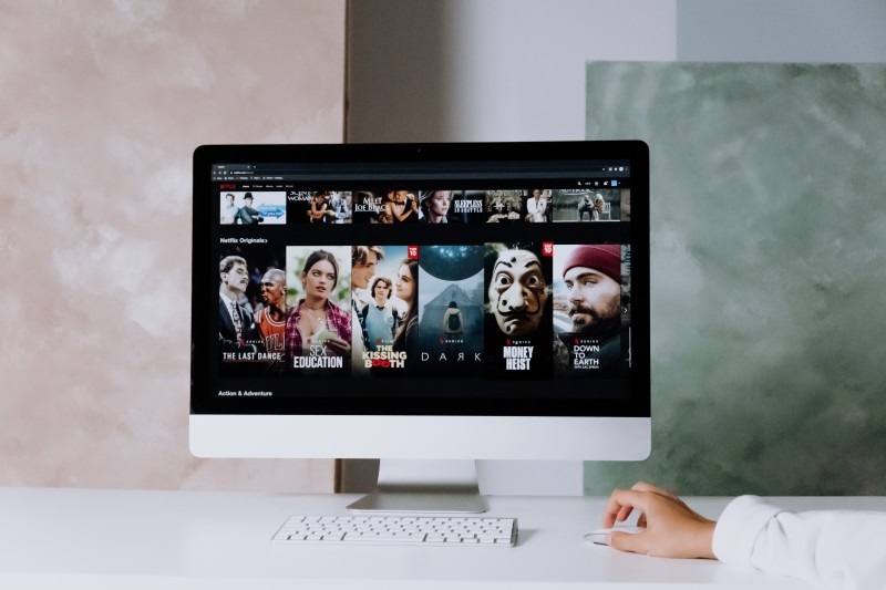 Desktop computer showing Netflix homepage