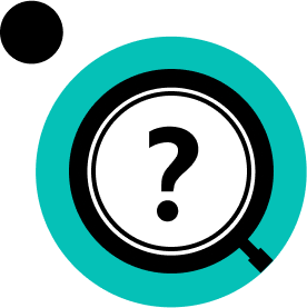 Question-mark icon in teal background 