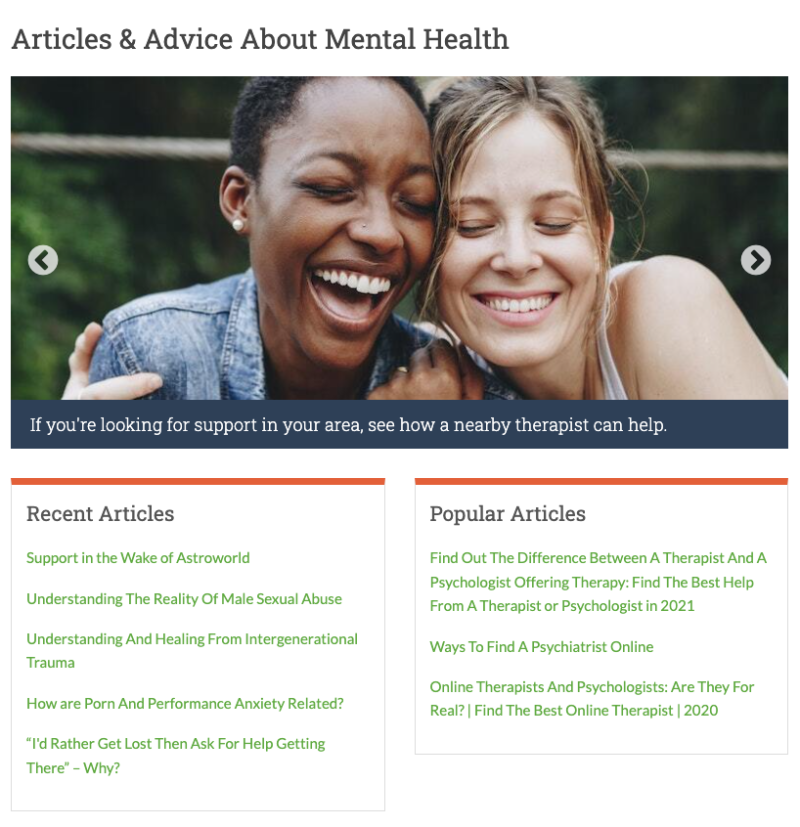 Screenshot of BetterHelp blog