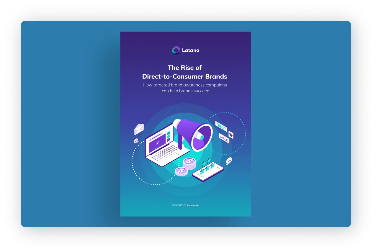 A blue book with title the rise of direct to consumer brands in blue background