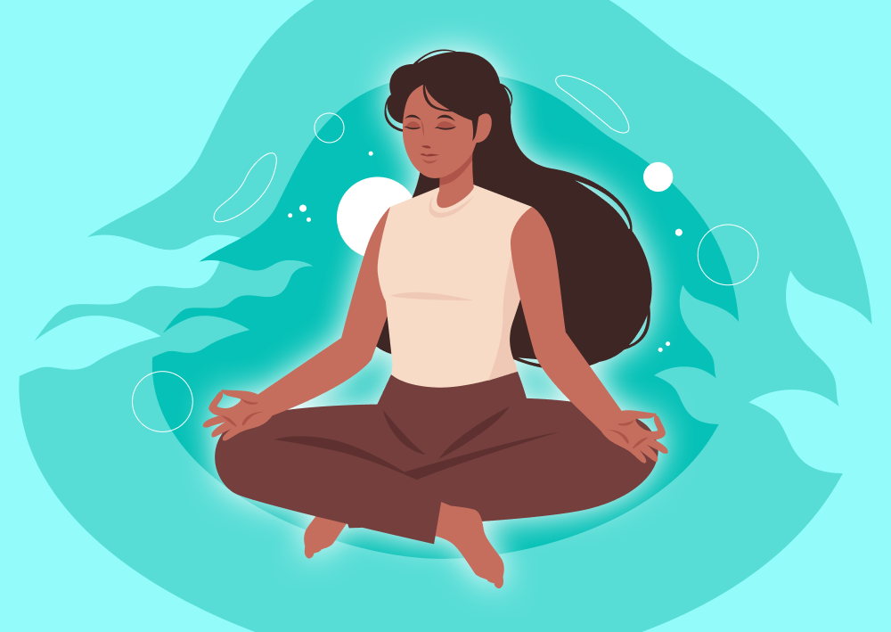 Illustration of a woman mediating [Thumbnail]