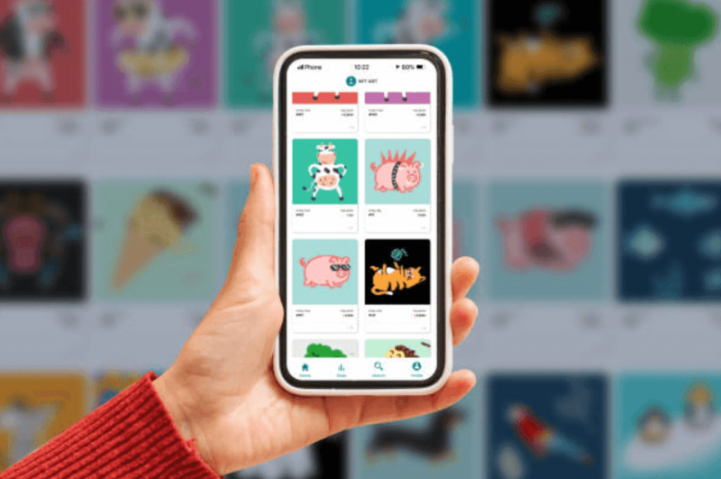Image of NFTs on a phone [Article image]