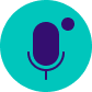 Microphone icon inside a light blue dot