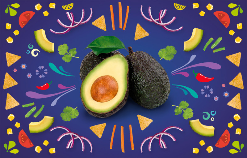 An illustration of avocados with shapes