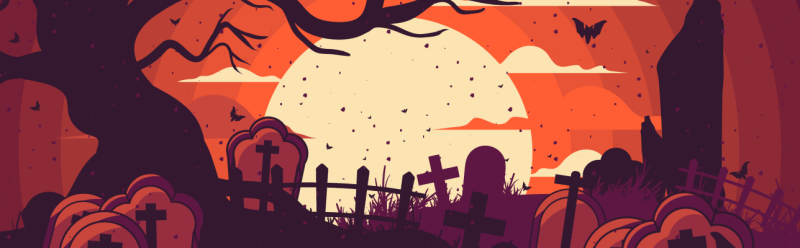 Illustration of a graveyard with a huge moon [Article Image]