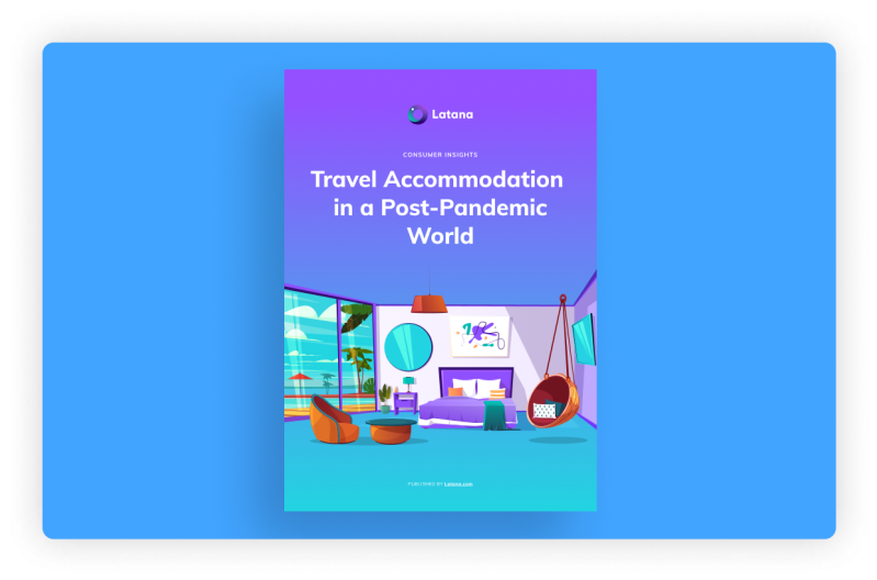 A blue book with title of Travel accommodation in a post-pandemic world on a blue background