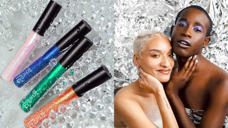 Four lip glosses and two models wearing colorful makeup(Article Image)