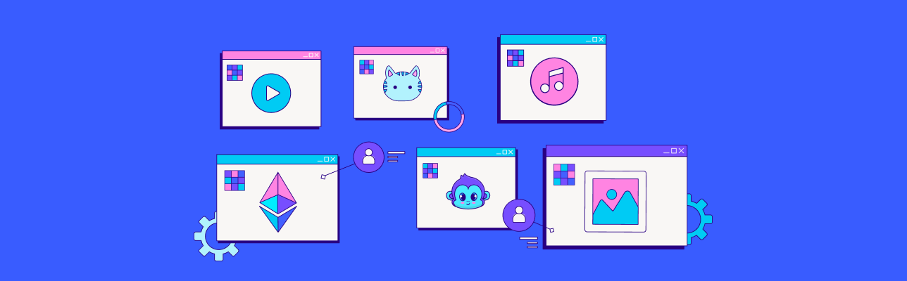 Illustration of NFTs on web pages (Cover Image)