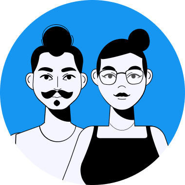 Rounded illustration of two people