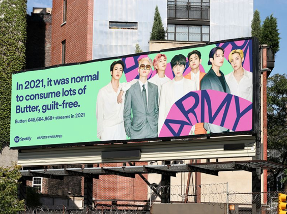 Photo of a Spotify billboard about BTS