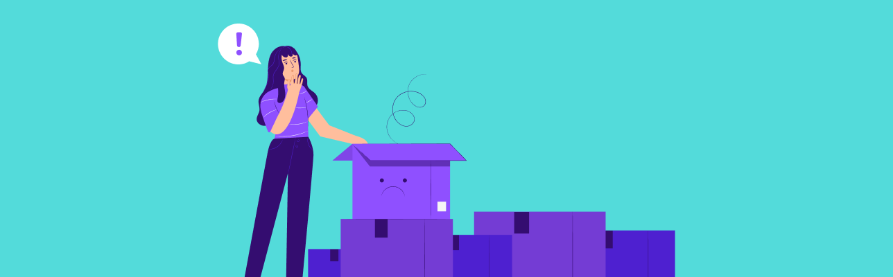 Image of woman looking at empty boxes