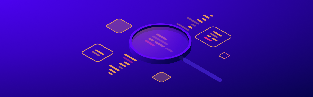 Illustration of a magnifying glass over data (cover image)
