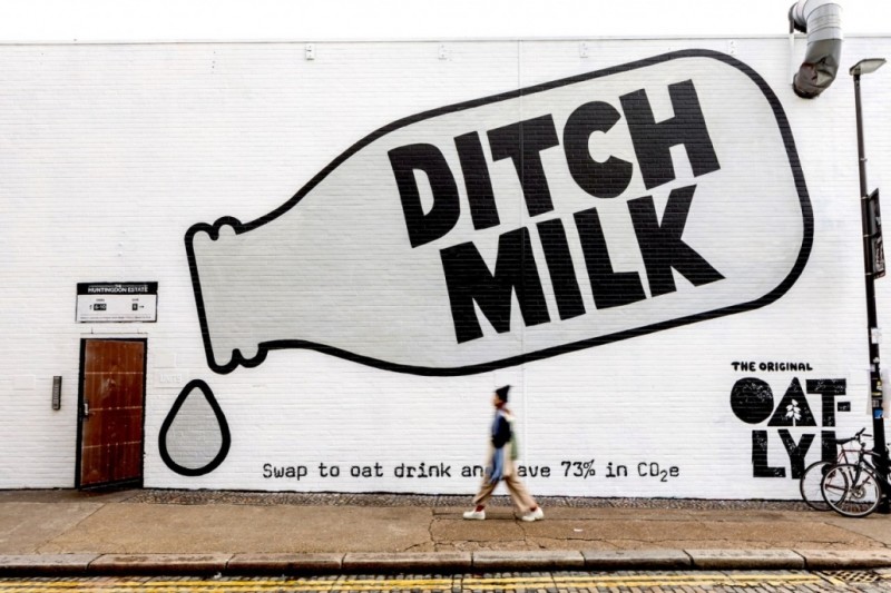 Image of Oatly outdoor ad on wall